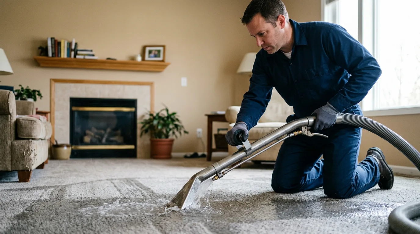 Water damage restoration technician working near Turner, ME